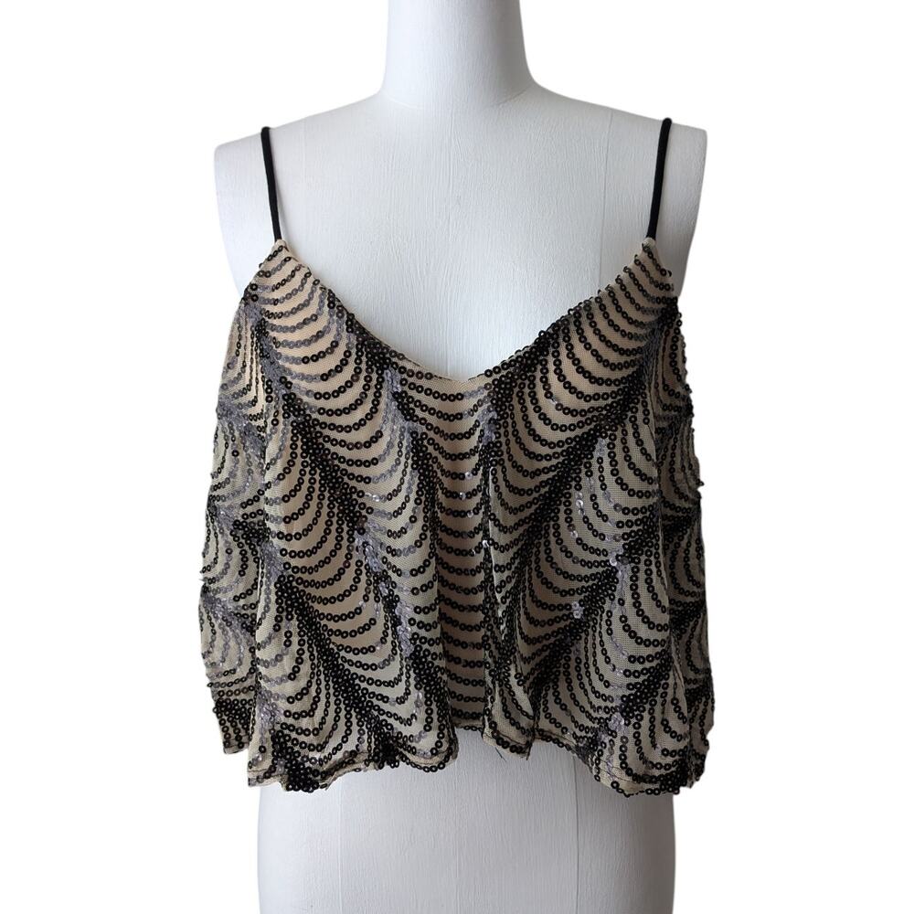 NWT Coveted Clothing 2010s sequin cropped camisole tank top sz lrg